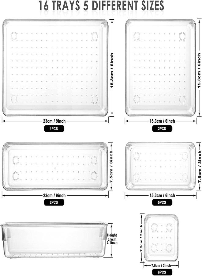 Topinon Desk Drawer Organizer Tray Acrylic Clear Makeup Drawer Organizers (16 Pc) - Transparent - Image 2